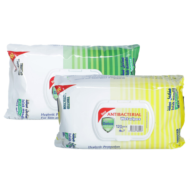 Antibakteriální vlhčené ubrousky Fresh Detox, 120 ks