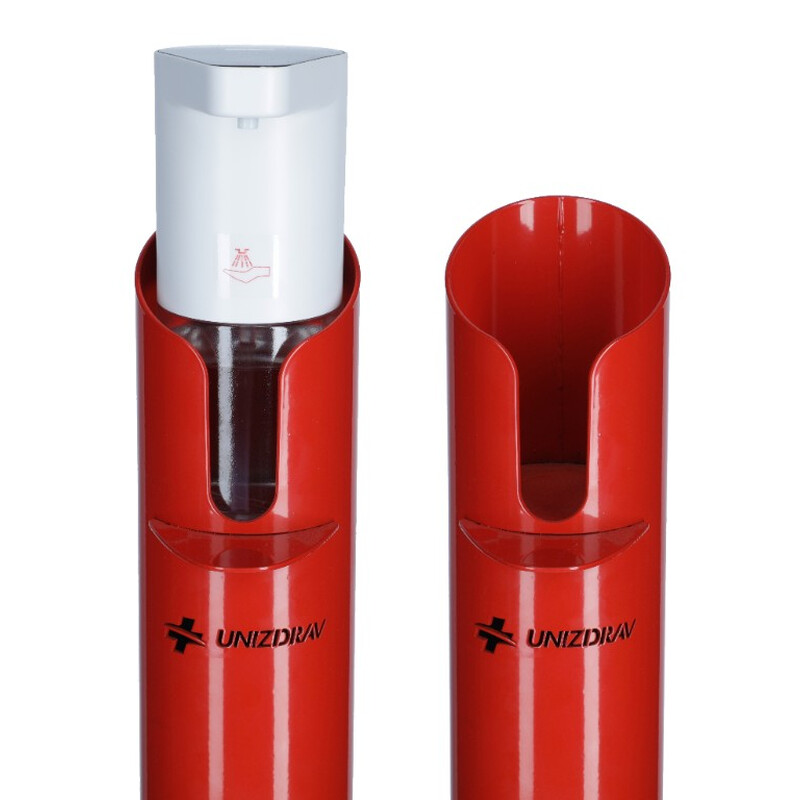 Automatický dávkovač dezinfekce se stojanem UNIZDRAV, červený