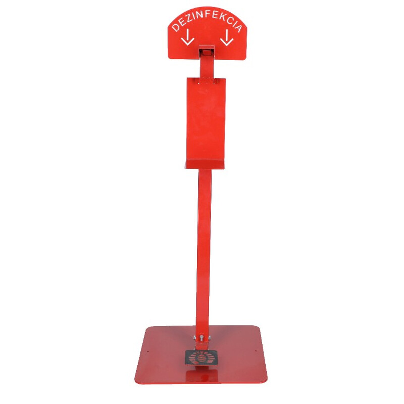 Stojan červený na dezinfekci rukou, bez dezinfekce, 110 cm