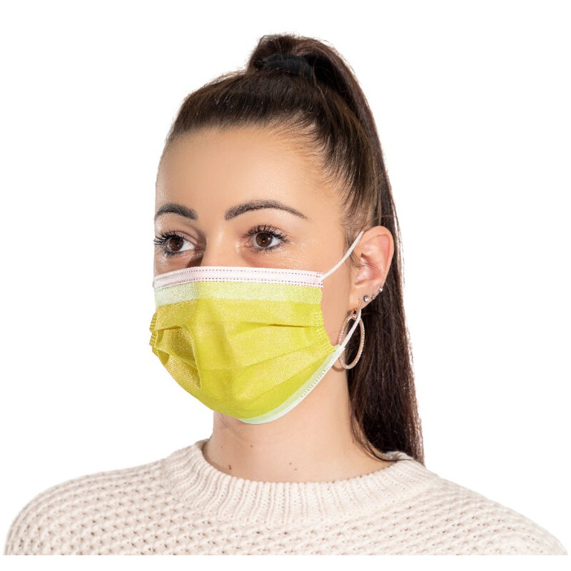 Rouška na tvář s gumičkou – chirurgická barevná, 10 ks