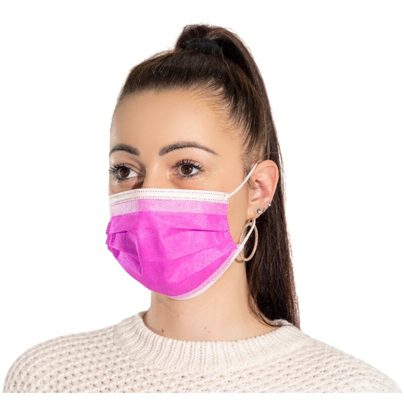 Rouška na tvář s gumičkou – chirurgická barevná, 10 ks