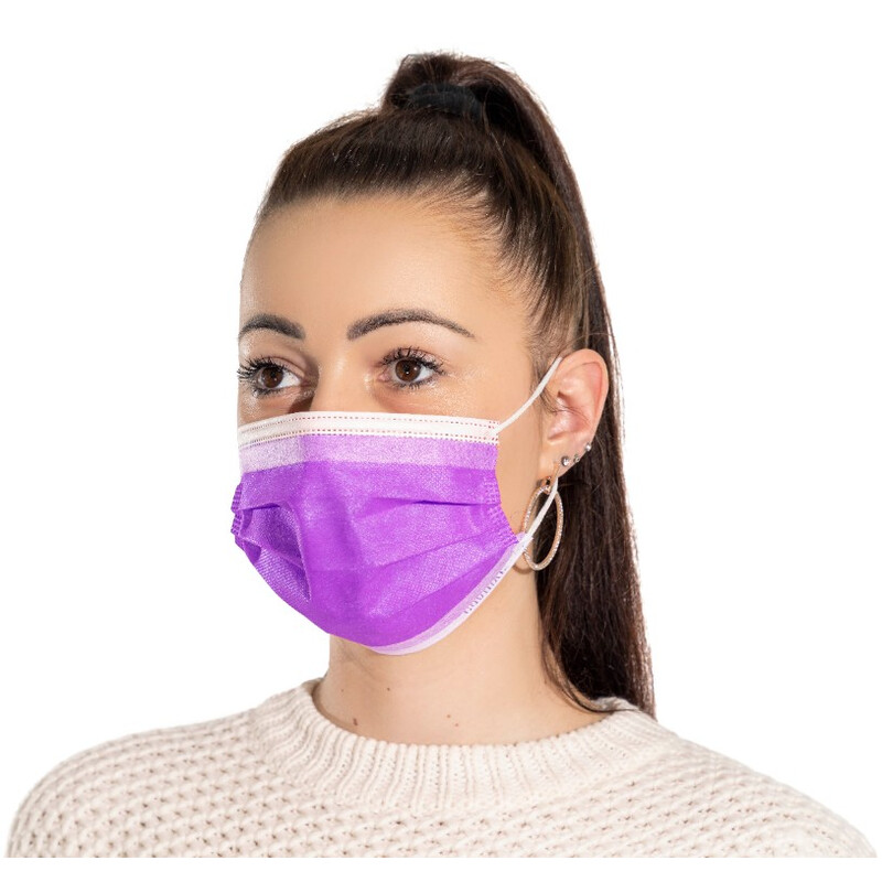 Rouška na tvář s gumičkou – chirurgická barevná, 10 ks