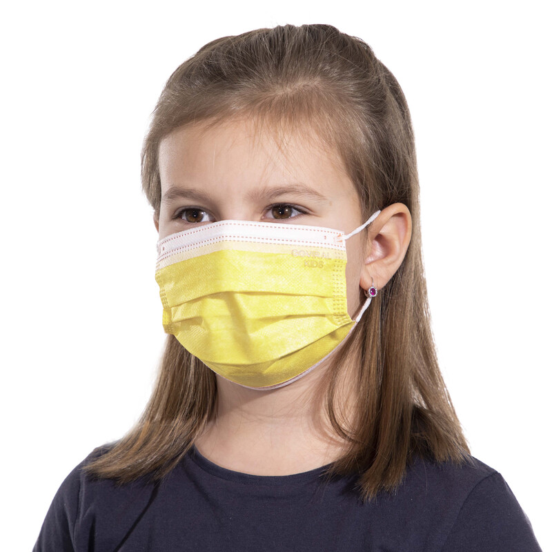 Dětské roušky na tvář s gumičkou, žluté,  50 ks