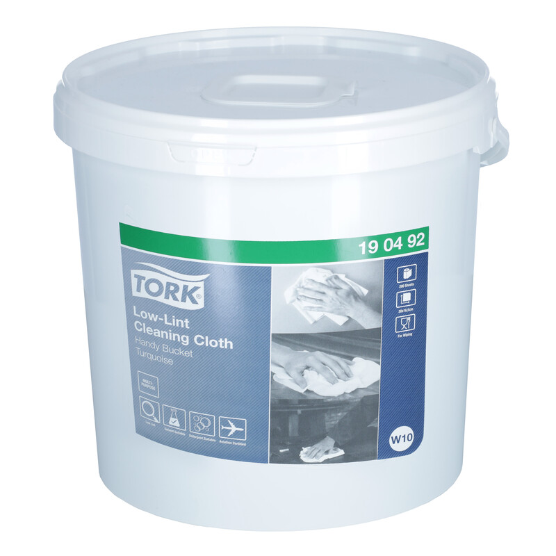 Čistící utěrky v kbelíku se středovým odvíjením Tork Low-Lint (W10), 200 útržků