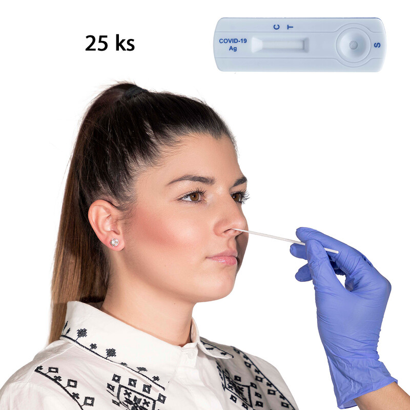 VivaDiag Antigenní certifikovaný samotest – self test ze špičky nosu na COVID-19, 25 ks - EXPIRACE 18.10.2023
