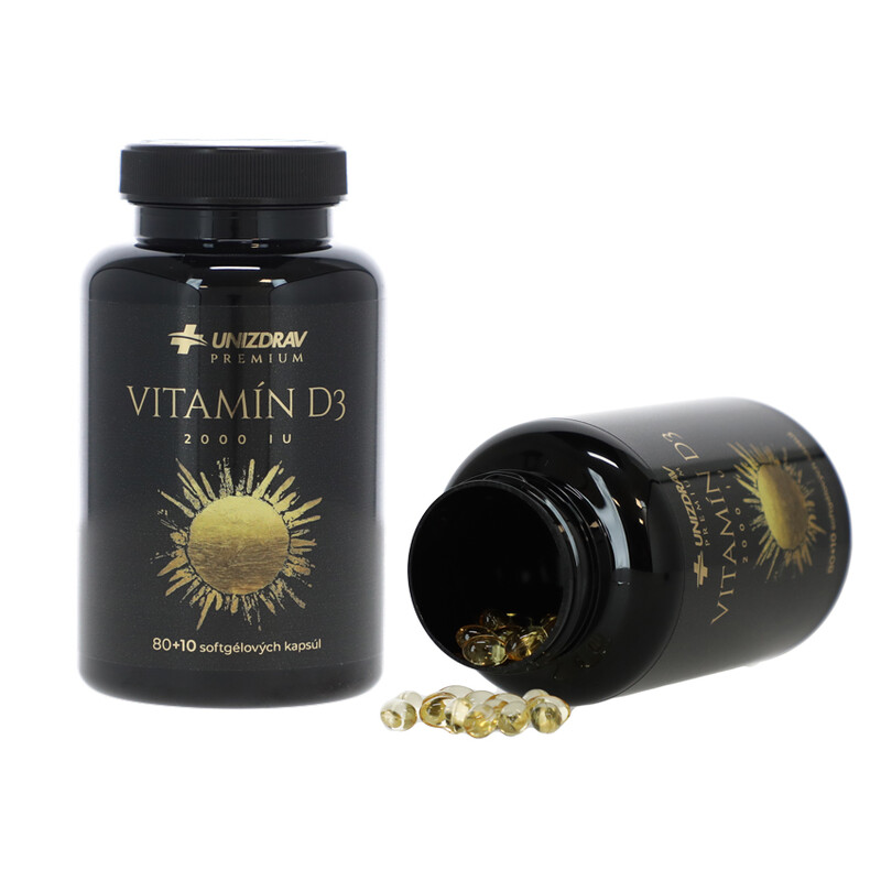 Vitamin D3 2000 IU UNIZDRAV, 80 + 10 kapslí zdarma