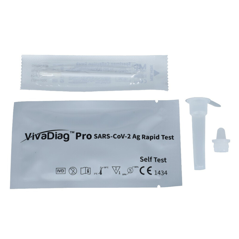 VivaDiag Antigenní certifikovaný výtěrový self test ze špičky nosu i nosohltanu na COVID-19, 5 ks