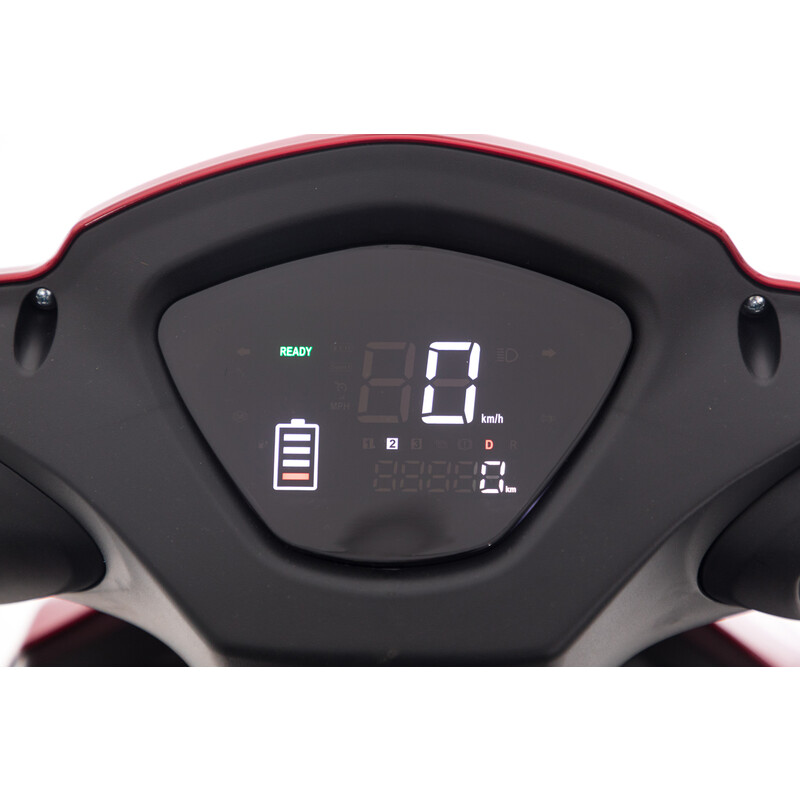 Elektrický tříkolový skútr CHAMPION pro seniory - výkonný 1000W motor, červený