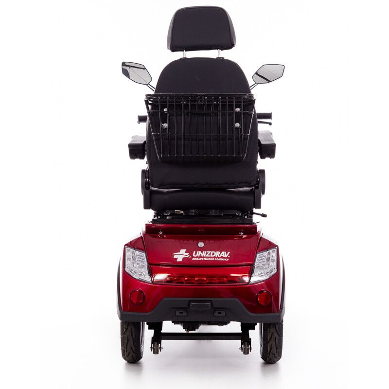 Elektrický tříkolový skútr CHAMPION pro seniory a imobilní - výkonný 1000W motor, červený