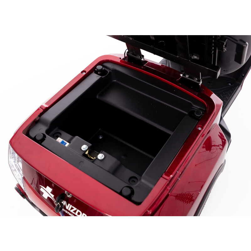 Elektrický tříkolový skútr CHAMPION pro seniory a imobilní - výkonný 1000W motor, červený