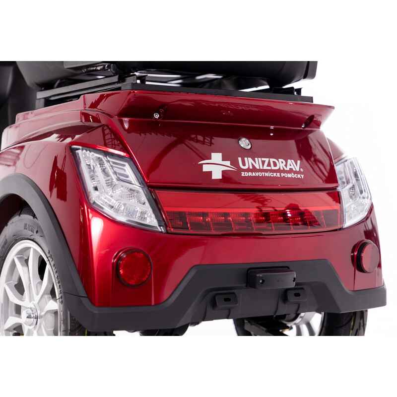 Elektrický tříkolový skútr CHAMPION pro seniory a imobilní - výkonný 1000W motor, červený