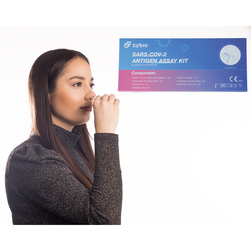 Zybio Antigenní certifikovaný výtěrový samotest – self test ze špičky nosu na COVID-19, 1 ks