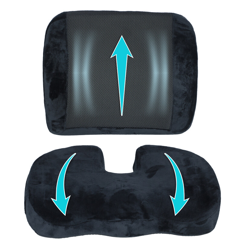 Ortopedický polštář na sezení + ortopedická opěrka zad – kompletní set