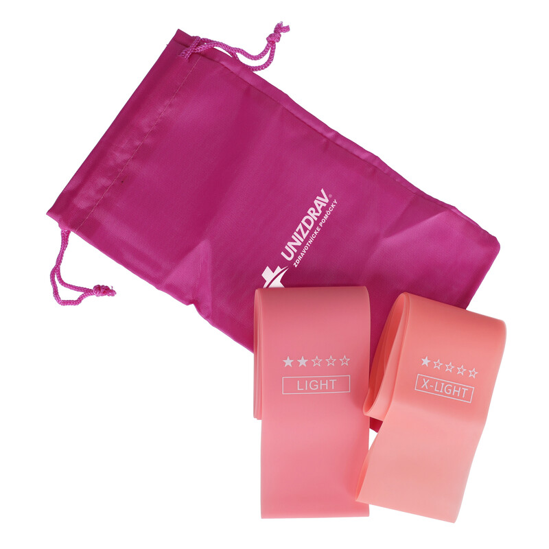 Odporové posilovací gumy růžové, sada 5 ks