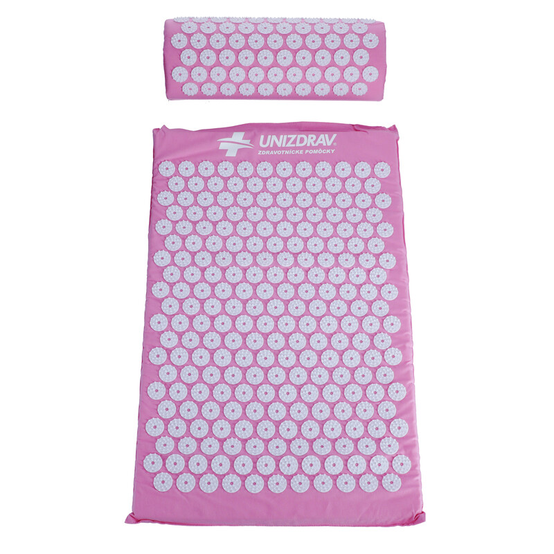Masážní akupresurní podložka s polštářem UNIZDRAV, růžová