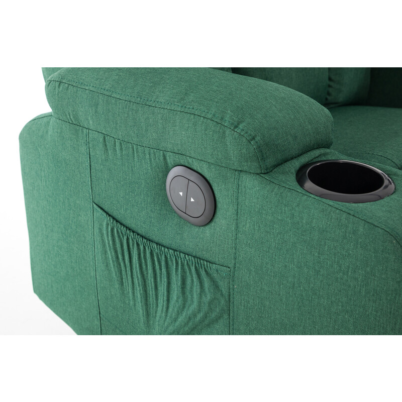 Relaxační polohovací křeslo, smaragdově zelená látka