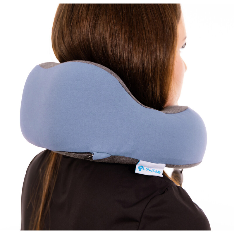 Cestovní ergonomický polštář z paměťové pěny, modrý