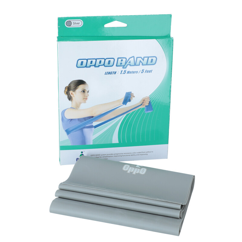 Posilovací guma OPPO BAND stříbrná s extra silným odporem, 1,5 m