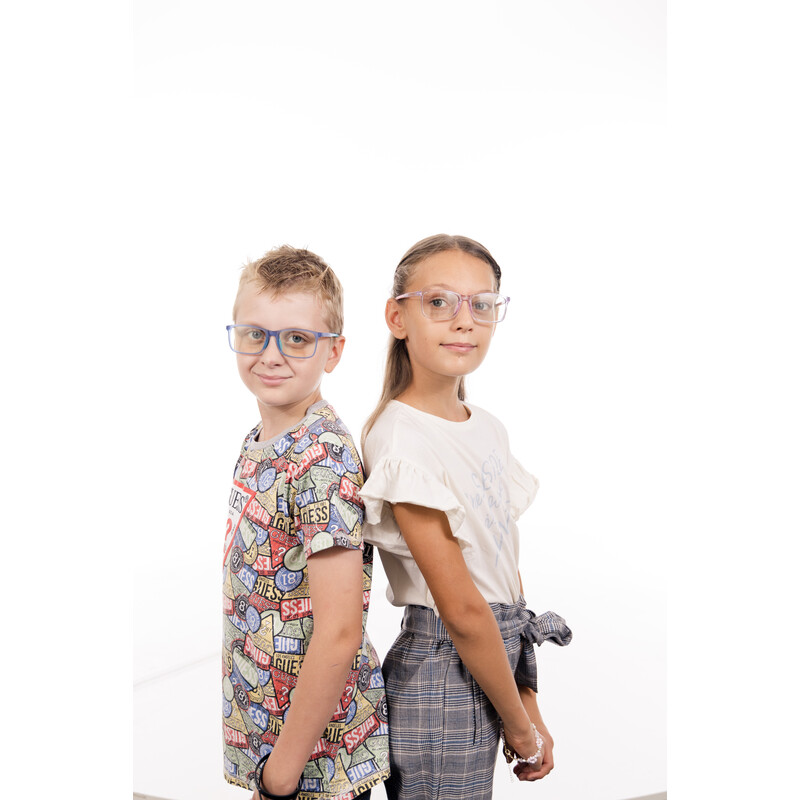 Brýle proti modrému světlu pro děti modré UNIZDRAV + pouzdro, sáček a testovací sada