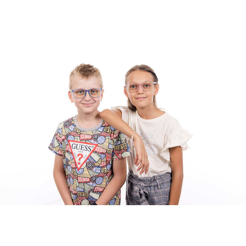 Brýle proti modrému světlu pro děti modré UNIZDRAV + pouzdro, sáček a testovací sada