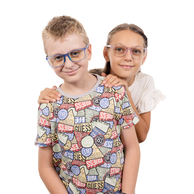 Brýle proti modrému světlu pro děti modré UNIZDRAV + pouzdro, sáček a testovací sada