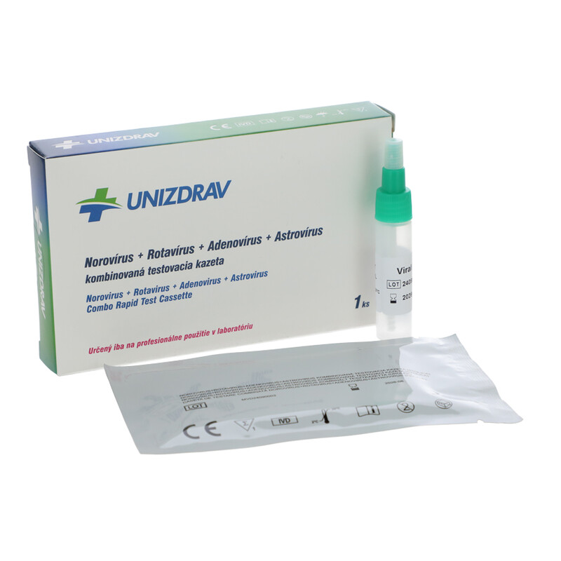 Profesionální test na Norovirus + Rotavirus + Adenovirus + Astrovirus kombinovaná kazeta, 1ks