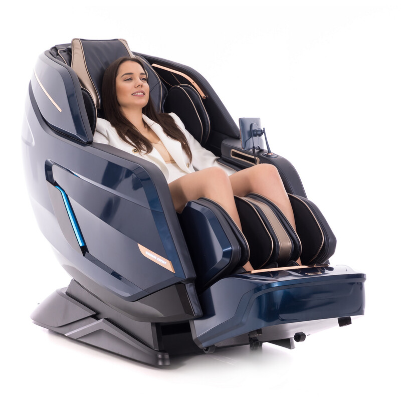 Masážní elektrické křeslo LUX 4D MASSAGER, modrozlaté (Zánovní kus)