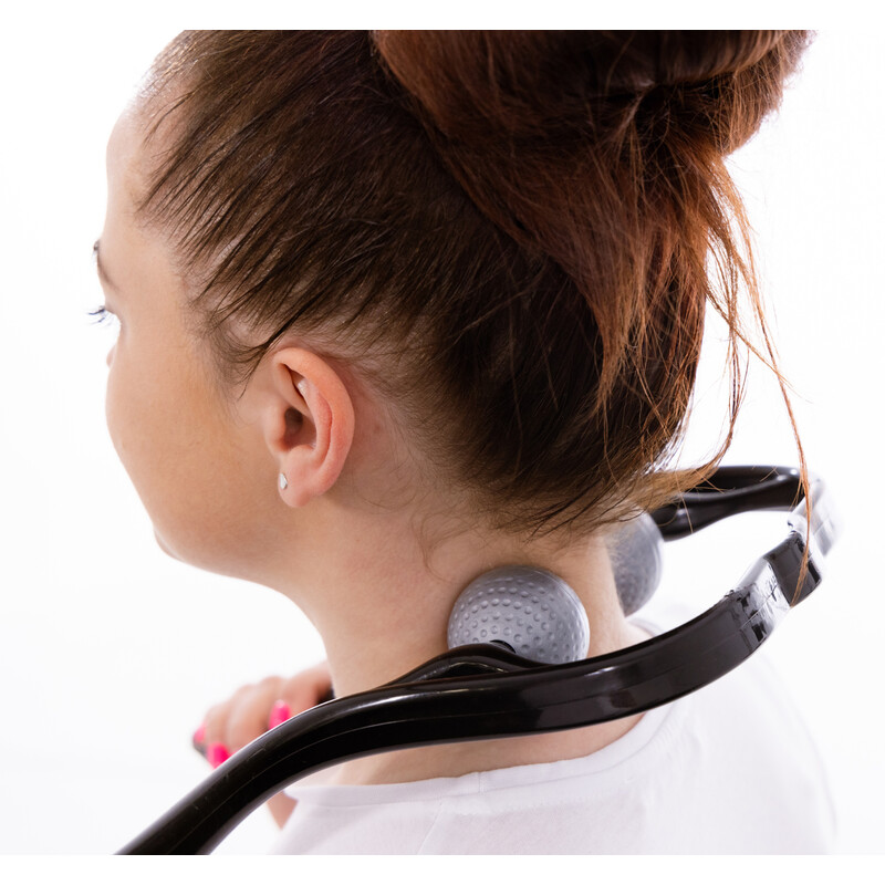 Masážní pomůcka na krk a krční páteř se 2 hlavicemi