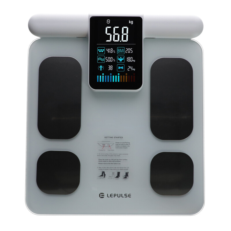 Profesionální SMART váha s funkcí analýzy těla a LED displejem na rukověti + mobilní aplikace a Bluetooth