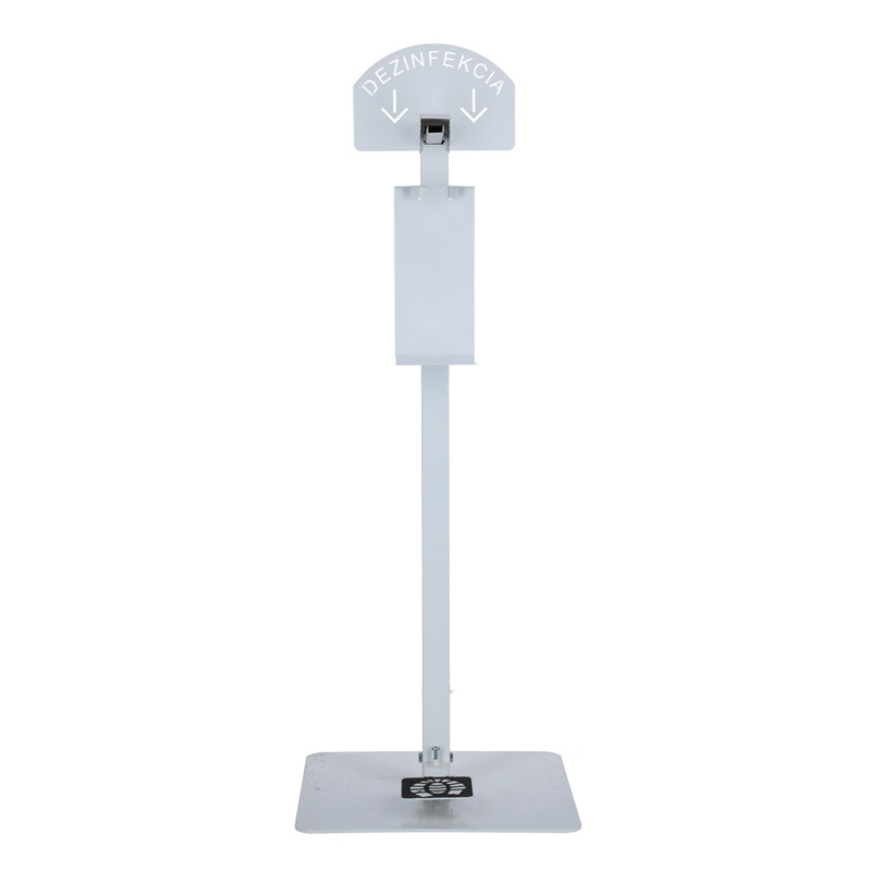 Stojan bílý k dezinfekci rukou, bez dezinfekce, 110 cm