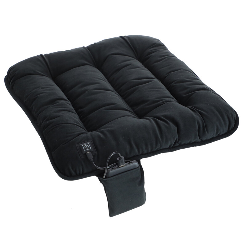 Přenosný vyhřívaný polštář k sezení, černý