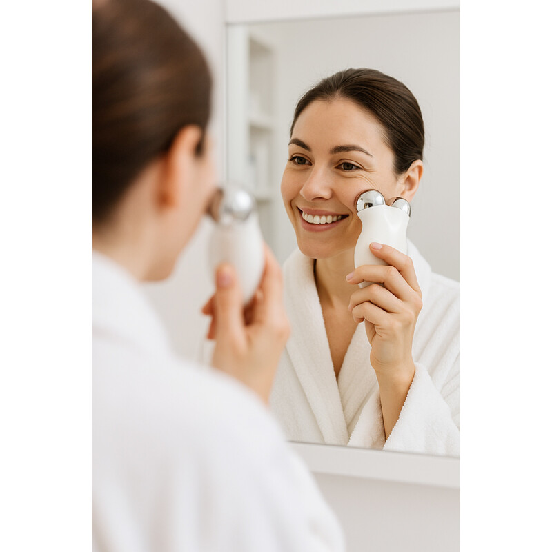 Masážní prístroj na tvář a krk s funkcí EMS