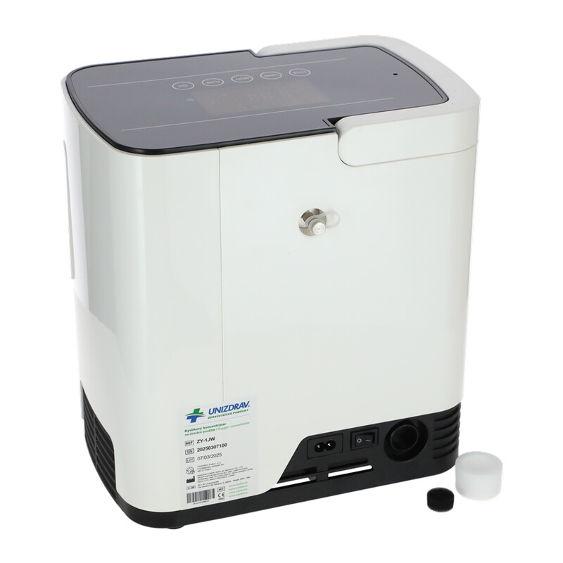 Kyslíkový koncentrátor s hlasovým výstupem UNIZDRAV, 7 l/min, bílý