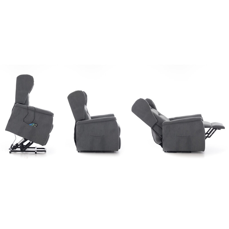 Masážní polohovací křeslo s vyklápěním COMFORT+, antracitová látka