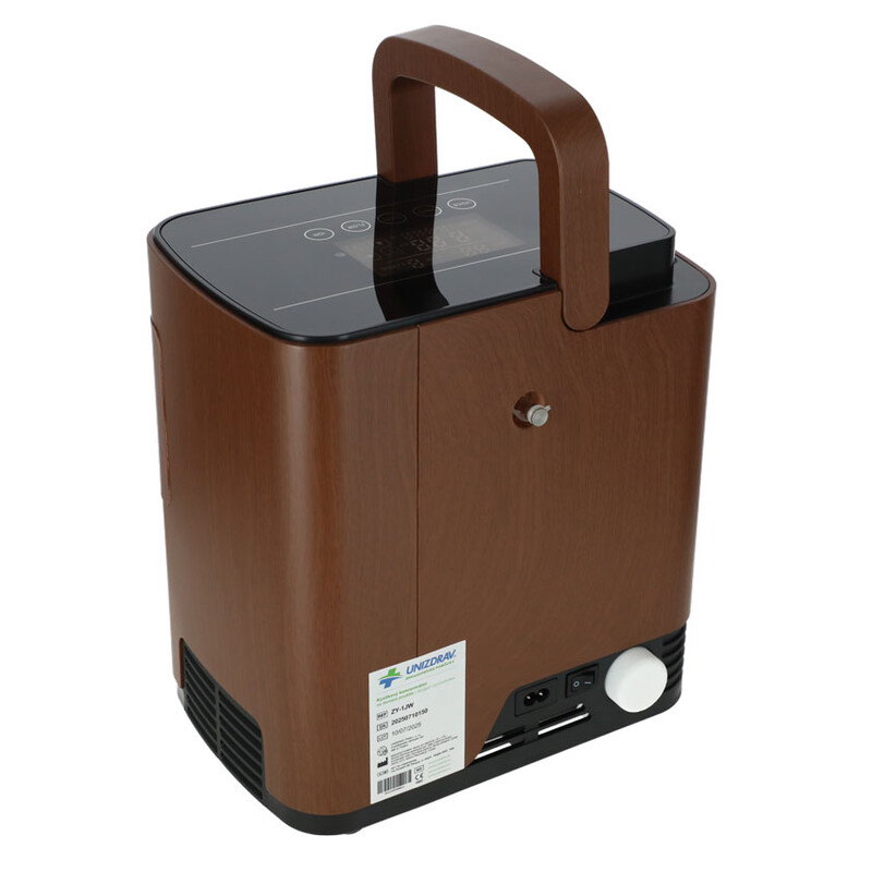 Kyslíkový koncentrátor s hlasovým výstupem UNIZDRAV, 7 l/min, imitace dřeva