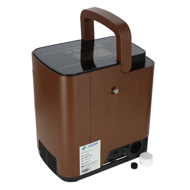 Kyslíkový koncentrátor s hlasovým výstupem UNIZDRAV, 7 l/min, imitace dřeva