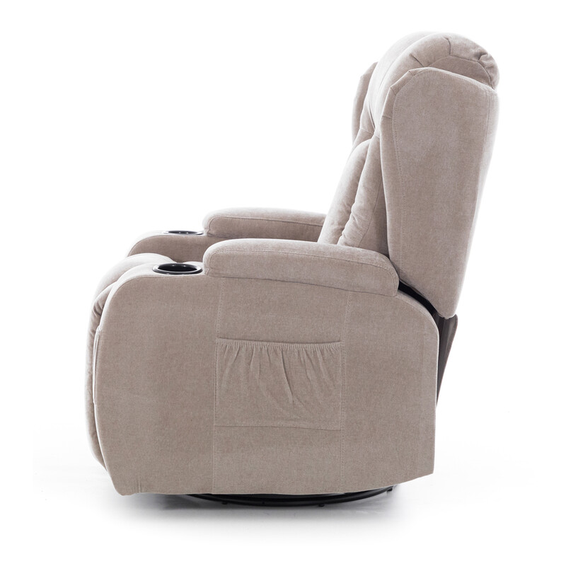 Relaxační polohovací křeslo, tmavoběžová látka