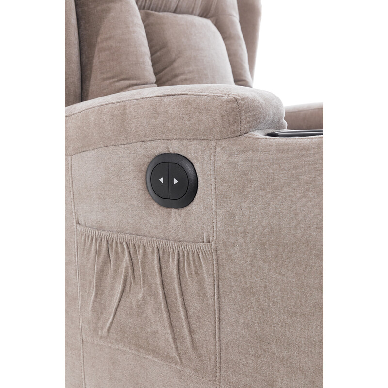 Relaxační polohovací křeslo, tmavoběžová látka