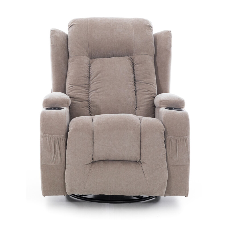 Relaxační polohovací křeslo, tmavoběžová látka