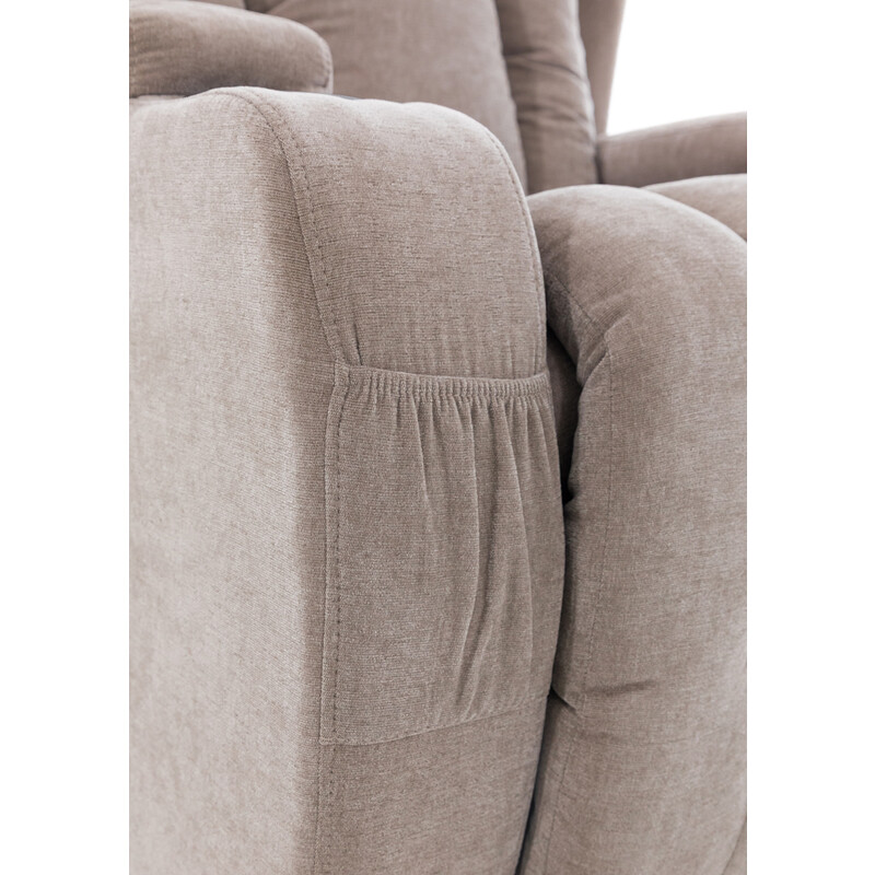 Relaxační polohovací křeslo, tmavě běžová látka