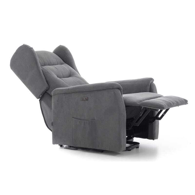 Relaxační polohovací křeslo COMFORT Ušák s funkcí masáže a výhřevu, antracitová látka