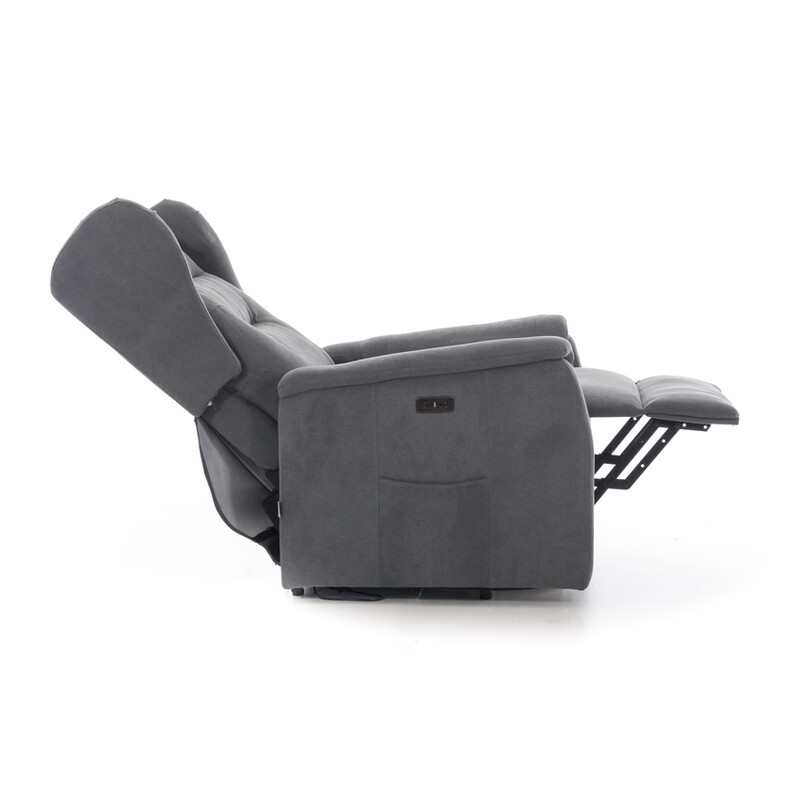 Relaxační polohovací křeslo COMFORT Ušák s funkcí masáže a výhřevu, antracitová látka