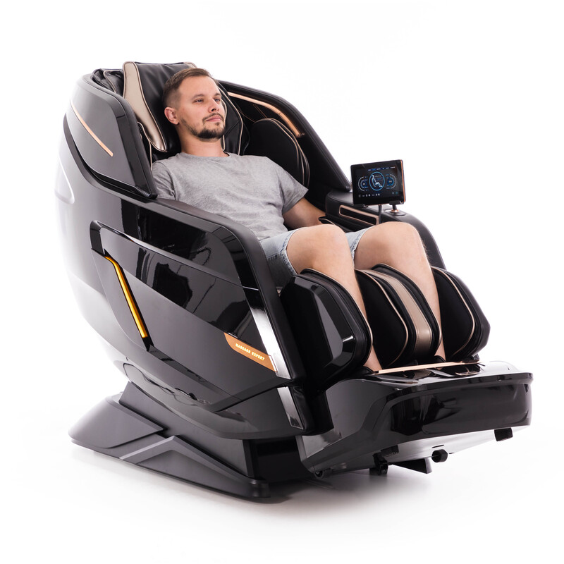 Masážní elektrické křeslo LUX 4D MASSAGER, černozlaté  (Zánovní kus)