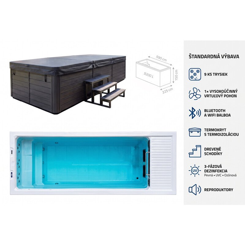 Plavecký bazén s protiproudem AquaFlow Pro SUNRANS SR860A
