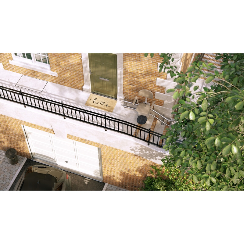 Židlový výtah Unizdrav se zatočenou kolejnicí