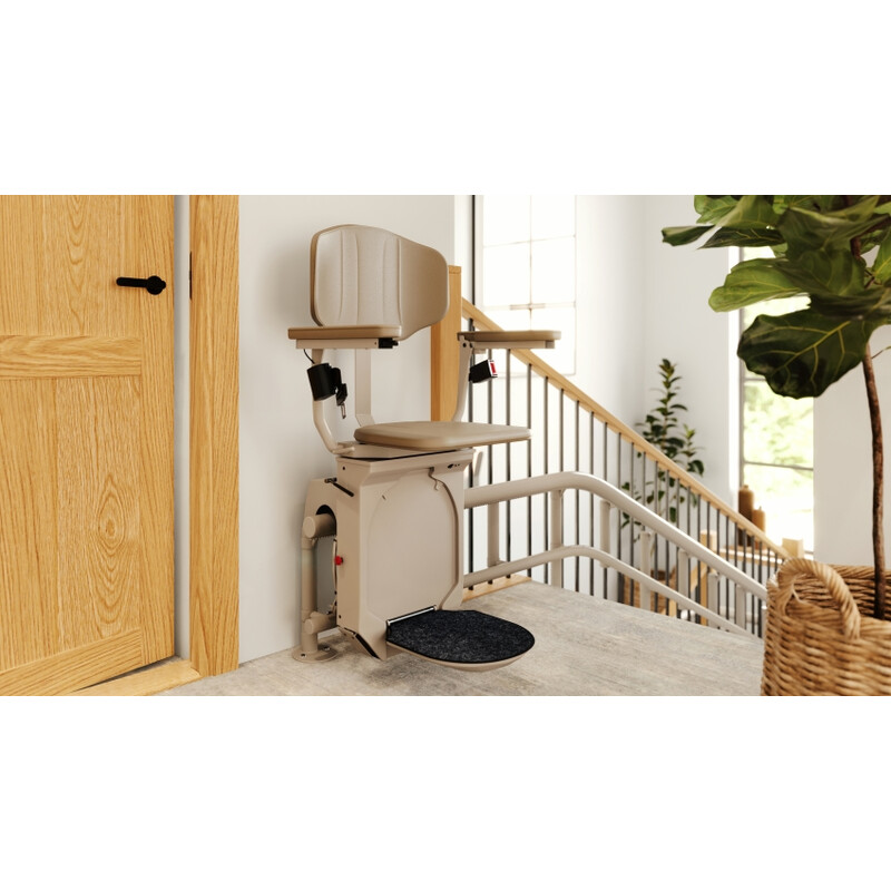 Židlový výtah Unizdrav se zatočenou kolejnicí