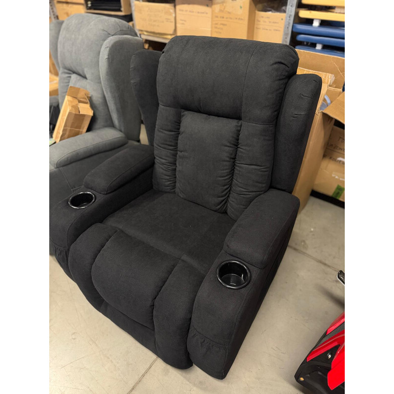 Relaxační polohovací křeslo, černá látka (Rozbalený kus)