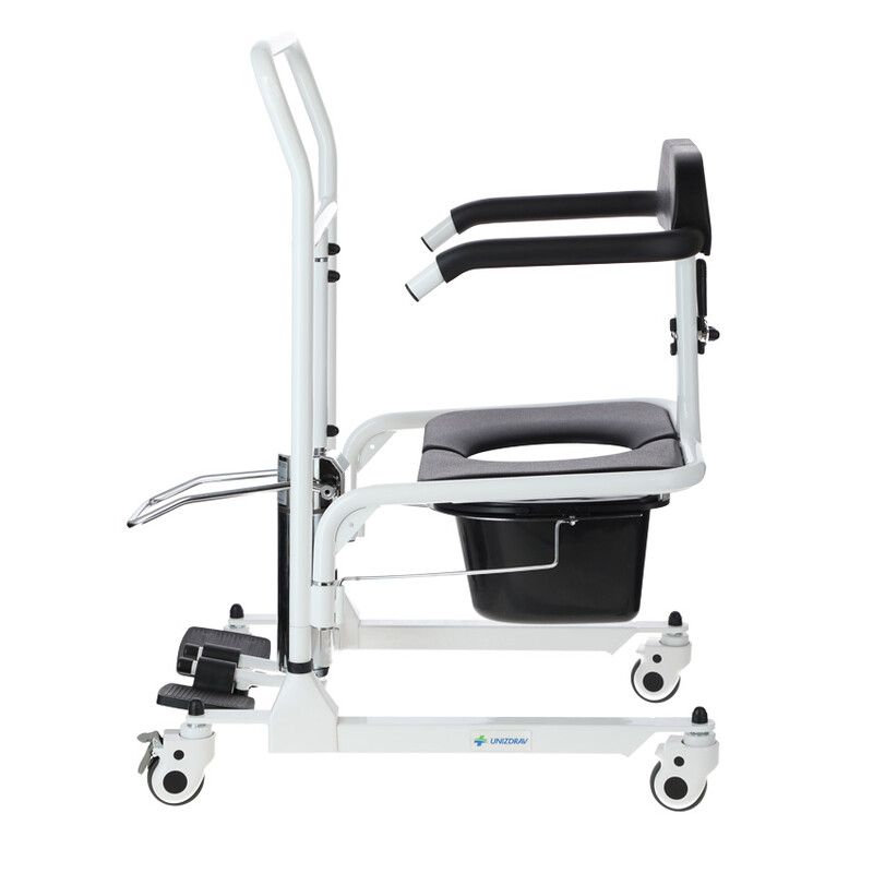 Hydraulická židle pro přesun s toaletním kbelíkem UNIZDRAV (Zánovní kus)