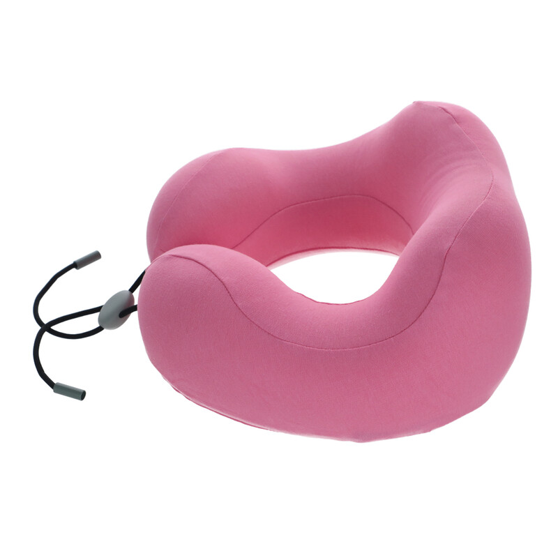 Cestovní ergonomický polštář z paměťové pěny, růžový