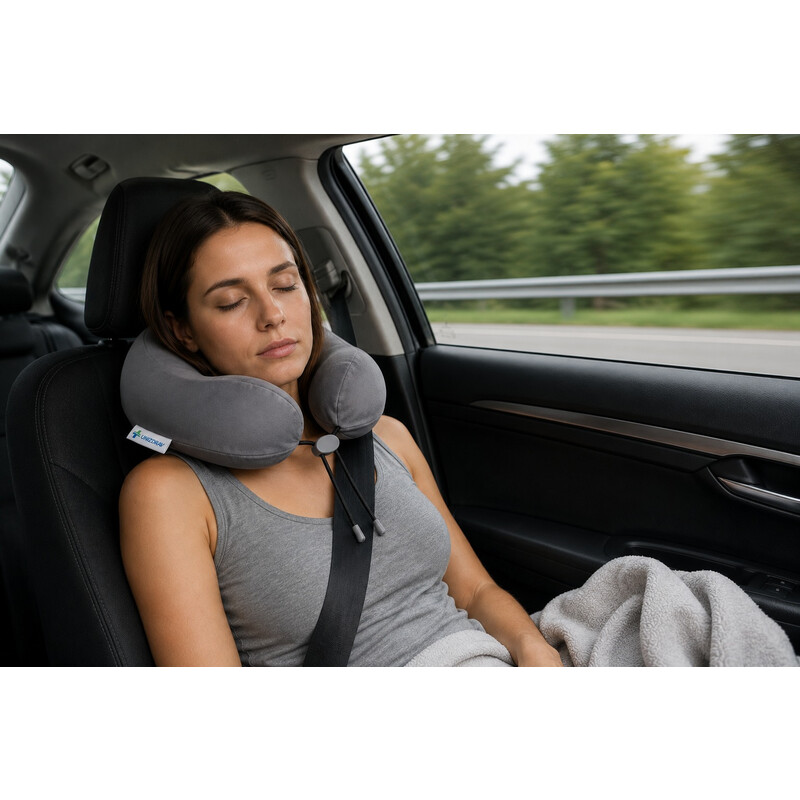 Cestovní ergonomický polštář z paměťové pěny, antracitový